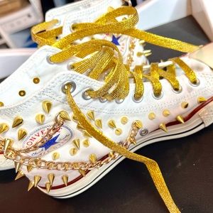 White and gold converse